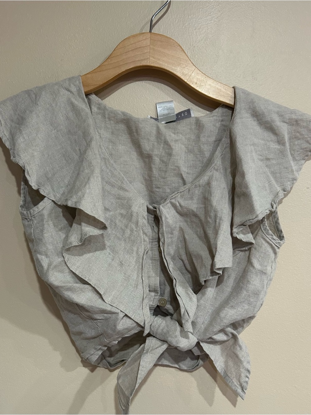 VTG Y2K The Limited Linen Blend Tie Crop Blouse Size Small Flowy Festival Boho